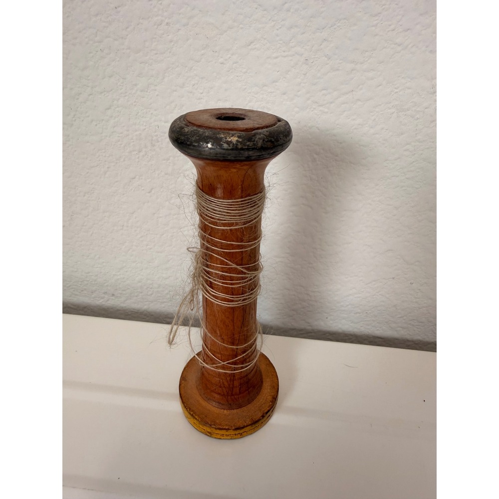Vintage Industrial Wooden Textile Mill Bobbin Primitive Farmhouse Decor Spool